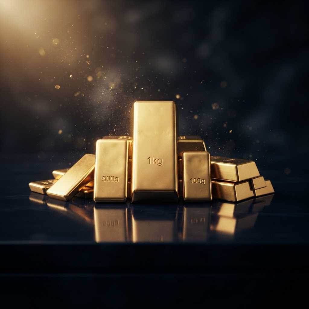 Vaulted gold bars under warm light